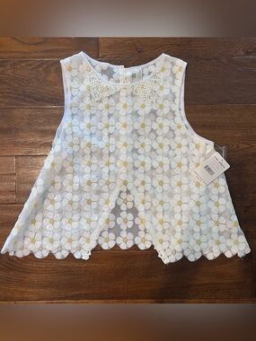 NWT New Romantics (Free People) Floral Sheer Sleeveless Blouse Size S